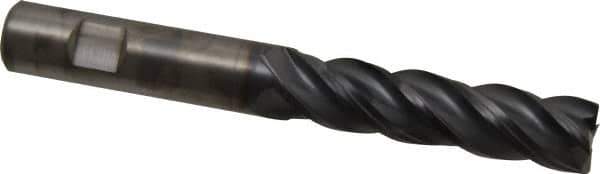 Kennametal - 3/4", 3" LOC, 3/4" Shank Diam, 6" OAL, 4 Flute, Solid Carbide Square End Mill - Single End, AlTiN Finish, Spiral Flute, 38° Helix, Centercutting, Right Hand Cut, Right Hand Flute, Series HPHV - Apex Tool & Supply