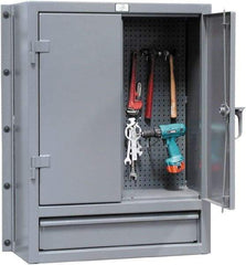 Strong Hold - Wall Storage Cabinet - Steel, 36" Wide x 14" Deep x 48" High, Dark Gray - Apex Tool & Supply