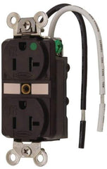 Hubbell Wiring Device-Kellems - 125 VAC, 20 Amp, 5-20R NEMA Configuration, Brown, Hospital Grade, Self Grounding Duplex Receptacle - 1 Phase, 2 Poles, 3 Wire, Flush Mount, Chemical, Corrosion and Impact Resistant, Tamper Resistant - Apex Tool & Supply