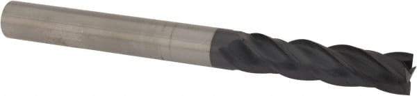 Accupro - 5/32", 3/8" LOC, 3/16" Shank Diam, 2" OAL, 4 Flute, Solid Carbide Square End Mill - Single End, AlTiN Finish, Spiral Flute, Variable° Helix, Centercutting, Right Hand Cut, Right Hand Flute - Apex Tool & Supply