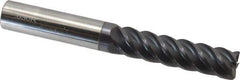 Accupro - 1/2", 5 Flute, Single End, Solid Carbide, 0.03" Corner Radius End Mill - 4" OAL, 45° Helix, Right Hand Flute, 2" LOC, Right Hand Cut - Apex Tool & Supply