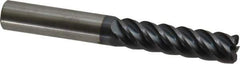 Accupro - 1/2", 5 Flute, Single End, Solid Carbide, 0.06" Corner Radius End Mill - 4" OAL, 45° Helix, Right Hand Flute, 2" LOC, Right Hand Cut - Apex Tool & Supply