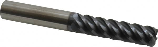 Accupro - 1/2" Diam 5 Flute Solid Carbide 0.09" Corner Radius End Mill - Apex Tool & Supply