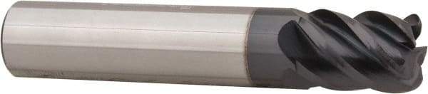 Accupro - 3/8", 5 Flute, Single End, Solid Carbide, 0.06" Corner Radius End Mill - 2" OAL, 45° Helix, Right Hand Flute, 1/2" LOC, Right Hand Cut - Apex Tool & Supply