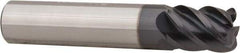 Accupro - 3/8", 5 Flute, Single End, Solid Carbide, 0.06" Corner Radius End Mill - 2" OAL, 45° Helix, Right Hand Flute, 1/2" LOC, Right Hand Cut - Apex Tool & Supply