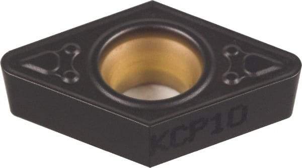 Kennametal - DCMT32.51 MF Grade KCK20 Carbide Turning Insert - TiCN/Al2O3 Finish, 55° Diamond, 3/8" Inscr Circle, 5/32" Thick, 1/64" Corner Radius - Apex Tool & Supply
