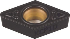 Kennametal - DCMT32.51 MF Grade KCK20 Carbide Turning Insert - TiCN/Al2O3 Finish, 55° Diamond, 3/8" Inscr Circle, 5/32" Thick, 1/64" Corner Radius - Apex Tool & Supply