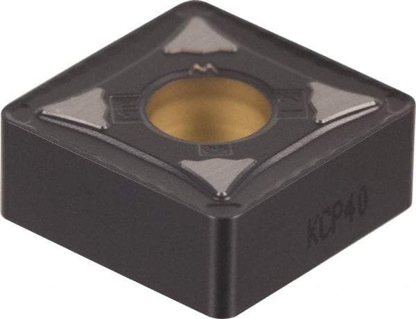 Kennametal - SNMG432 MN Grade KCP40 Carbide Turning Insert - TiN/TiCN/Al2O3 Finish, 90° Square, 1/2" Inscr Circle, 3/16" Thick, 1/32" Corner Radius - Apex Tool & Supply
