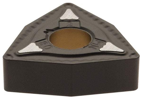 Kennametal - WNMG432 MN Grade KCP40 Carbide Turning Insert - TiCN/Al2O3 Finish, 80° Trigon, 1/2" Inscr Circle, 3/16" Thick, 1/32" Corner Radius - Apex Tool & Supply