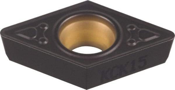 Kennametal - DCMT32.52 MF Grade KCK15 Carbide Turning Insert - TiCN/Al2O3 Finish, 55° Diamond, 3/8" Inscr Circle, 5/32" Thick, 1/32" Corner Radius - Apex Tool & Supply