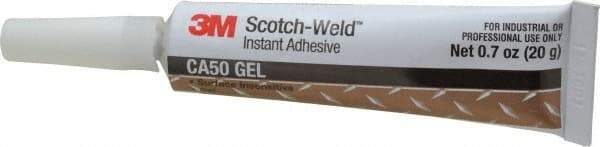 3M - 0.70 oz Tube Clear Instant Adhesive - Series CA50, 60 to 120 sec Fixture Time, 24 hr Full Cure Time, Bonds to Cardboard, Cork Board, Fabric, Fiberglass, Foam, Metal, Plastic, Rubber & Vinyl - Apex Tool & Supply