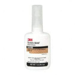 3M - 1 oz Bottle Clear Instant Adhesive - Series CA100, 20 to 70 sec Fixture Time, 24 hr Full Cure Time, Bonds to Cardboard, Cork Board, Fabric, Fiberglass, Foam, Metal, Plastic, Rubber & Vinyl - Apex Tool & Supply