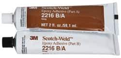 3M - 2 oz Tube Two Part Epoxy - 90 min Working Time, 3,200 psi Shear Strength, Series 2216 - Apex Tool & Supply