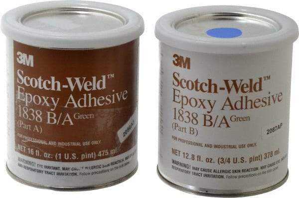3M - 16 oz Can Two Part Epoxy - 60 min Working Time, 3,000 psi Shear Strength, Series 1838 - Apex Tool & Supply