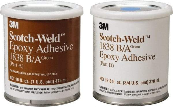 3M - 32 oz Can Two Part Epoxy - 60 min Working Time, 3,000 psi Shear Strength, Series 1838 - Apex Tool & Supply
