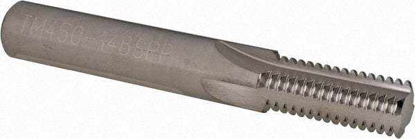 Scientific Cutting Tools - 1/2-14, 3/4-14 Thread, 1/2" Shank Diam, Bright Coating, Solid Carbide Straight Flute Thread Mill - 4 Flutes, 3-1/2" OAL, 1/2" Min Noml Diameter - Apex Tool & Supply