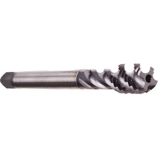 Emuge - 7/8-9 UNC 5 Flute 2B Bottoming Spiral Flute Tap - Cobalt, TiCN Finish, 5.512" OAL, Right Hand Flute, Right Hand Thread, Series Enorm - Apex Tool & Supply