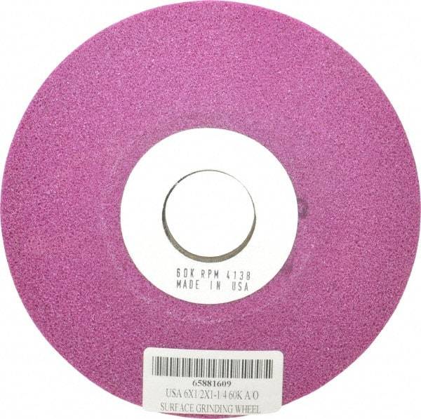 Grier Abrasives - 6" Diam, 1-1/4" Hole Size, 1/2" Overall Thickness, 60 Grit, Type 12 Tool & Cutter Grinding Wheel - Medium Grade, Aluminum Oxide, K Hardness, Vitrified Bond, 4,138 RPM - Apex Tool & Supply