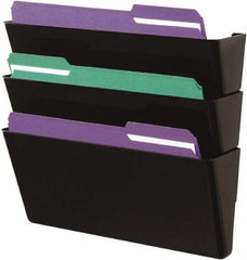 UNIVERSAL - 13" Wide x 4-1/8" Deep x 38-1/4" High, 3 Compartments, Plastic Wall File - Black, 13" Compartment Width x 4-1/4" Compartment Depth x 14-1/2" Compartment Height - Apex Tool & Supply
