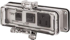 Hubbell Wiring Device-Kellems - 1 Port, 1 Power Receptacle, Ethernet, Clear Data Port Receptacle - 3.2 Inch Long x 1.6 Inch Deep x 5.51 Inch Wide, Aluminum, Surface Mount, Gray - Apex Tool & Supply