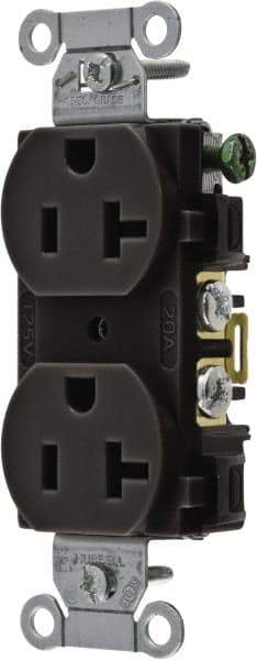 Hubbell Wiring Device-Kellems - 125 Volt, 20 Amp, 5-20R NEMA Configuration, Black, Specification Grade, Self Grounding Duplex Receptacle - 1 Phase, 2 Poles, 3 Wire, Flush Mount - Apex Tool & Supply