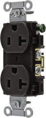 Hubbell Wiring Device-Kellems - 125 Volt, 20 Amp, 5-20R NEMA Configuration, Black, Specification Grade, Self Grounding Duplex Receptacle - 1 Phase, 2 Poles, 3 Wire, Flush Mount - Apex Tool & Supply