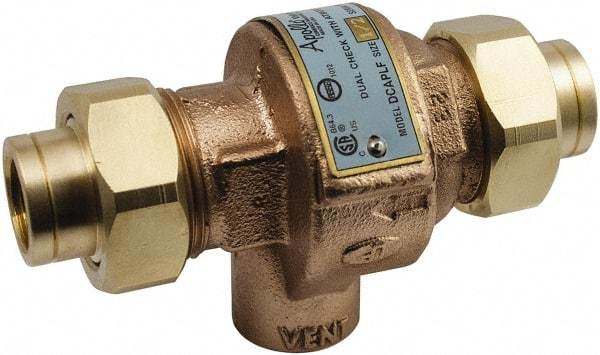 Conbraco - 1/2 Thread, 175 psi WOG Rating, Bronze Dual Check Backflow Preventer Valve - Lead-Free, Use with Potable Water Applications - Apex Tool & Supply