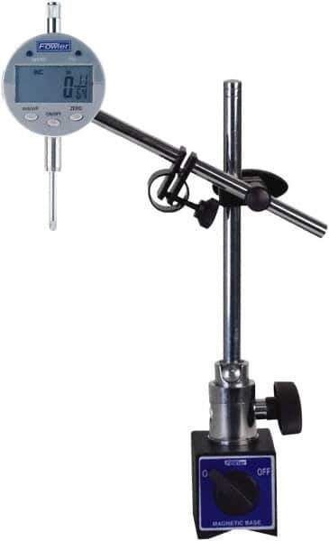 Fowler - 0.0005" Graduation, 1" Max Meas, Electronic Indicator & Base Kit - 0.01mm Resolution, 2.3" Base Length x 2" Base Width x 1.8" Base Height, 2-1/4" Dial Diam - Apex Tool & Supply