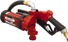 Tuthill - 25 GPM, 1" Hose Diam, DC High Flow Tank Pump with Automatic Nozzle - 1-1/4" Inlet, 1" Outlet, 12 VDC, 18' Hose Length, 1/2 hp - Apex Tool & Supply