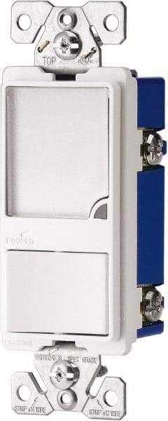 Cooper Wiring Devices - 1 Pole, 120 VAC, 15 Amp, Flush Mounted, Combination Switch with Night Light - NonNEMA Configuration, 1 Switch, Back Side Wiring, Thermoplastic Material, cULus Listed, NOM 426 Standard - Apex Tool & Supply