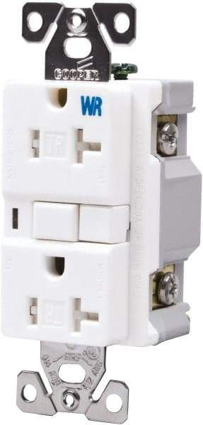 Cooper Wiring Devices - 1 Phase, 5-20R NEMA, 125 VAC, 20 Amp, Self Grounding, GFCI Receptacle - 2 Pole, Back and Side Wiring, Tamper Resistant, Thermoplastic Commercial, Specification Grade - Apex Tool & Supply