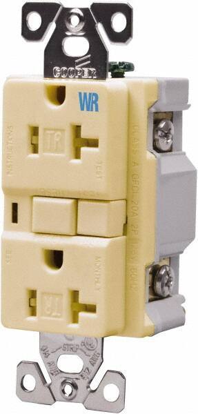 Cooper Wiring Devices - 1 Phase, 5-20R NEMA, 125 VAC, 20 Amp, Self Grounding, GFCI Receptacle - 2 Pole, Back and Side Wiring, Tamper Resistant, Thermoplastic Commercial, Specification Grade - Apex Tool & Supply