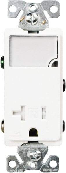 Cooper Wiring Devices - 2 Pole, 125 VAC, 20 Amp, 1 Outlet, Flush Mounted, Self Grounding, Tamper Resistant Combination Outlet with Night Light - 5-20R Configuration, Back Side Wiring, Thermoplastic Material, cULus Listed Standard - Apex Tool & Supply