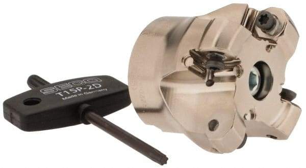 Seco - 1.57" Cut Diam, 1/2" Arbor Hole, 0.118" Max Depth of Cut, 40° Indexable Chamfer & Angle Face Mill - 4 Inserts, ON.U 05 Insert, Right Hand Cut, 4 Flutes, Through Coolant, Series Double Octo 05 - Apex Tool & Supply