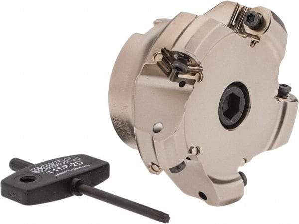 Seco - 2.48" Cut Diam, 3/4" Arbor Hole, 0.118" Max Depth of Cut, 40° Indexable Chamfer & Angle Face Mill - 5 Inserts, ON.U 05 Insert, Right Hand Cut, 5 Flutes, Through Coolant, Series Double Octo 05 - Apex Tool & Supply