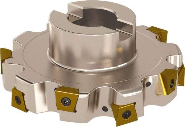 Seco - Shell Mount Connection, 1" Cutting Width, 2-1/4" Depth of Cut, 8" Cutter Diam, 1-1/2" Hole Diam, 7 Tooth Indexable Slotting Cutter - R335.25 Toolholder, L/XNHQ 1407 Insert, Right Hand Cutting Direction - Apex Tool & Supply