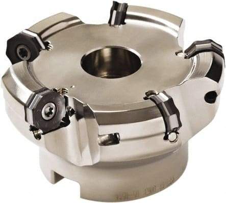 Seco - 115mm Cut Diam, 32mm Arbor Hole, 3mm Max Depth of Cut, 40° Indexable Chamfer & Angle Face Mill - 12 Inserts, ON.. 0504 Insert, Right Hand Cut, 12 Flutes, Through Coolant, Series Double OctoMill - Apex Tool & Supply