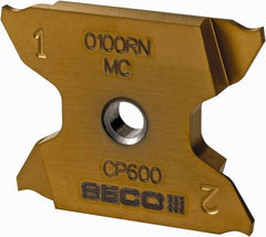 Seco - 2503005X4GK MC Grade CP600, 0.039" Cutting Width Carbide Grooving Insert - 0.169" Max Depth of Cut, Neutral, 0.002" Corner Radius, TiAlN/TiN Finish - Apex Tool & Supply