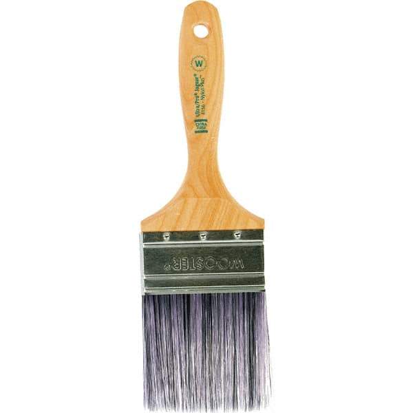Wooster Brush - 3" Flat Synthetic Wall Brush - 3-7/16" Bristle Length, 6-1/4" Maple Beavertail Handle - Apex Tool & Supply
