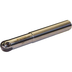 Tool-Flo - 1" Cut Diam, 1" Shank Diam, 9.062" OAL, Indexable Ball Nose End Mill - 3-1/8" Head Length, Straight Shank, TBN Toolholder, TBNR 1000, TBRR 1000 Insert - Apex Tool & Supply