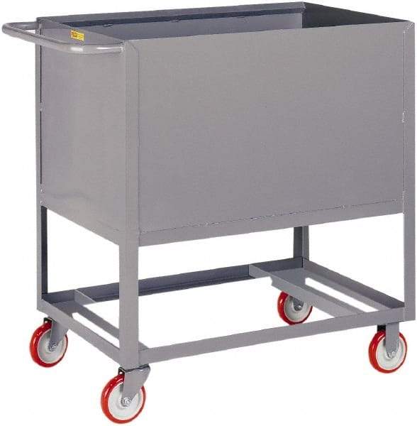 Little Giant - 1,200 Lb Capacity, 4-Sided Steel Raised Platform Box Truck - 37-1/2" Long x 18" Wide x 40" High, 5" Diam Polyurethane Wheels - Apex Tool & Supply