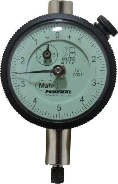 Mahr - 0.025" Range, 0-10-0 Dial Reading, 0.0001" Graduation Dial Drop Indicator - 1-3/4" Dial, 0.01" Range per Revolution, 0.0001" Accuracy, Revolution Counter - Apex Tool & Supply