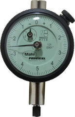 Mahr - 0.025" Range, 0-10-0 Dial Reading, 0.0001" Graduation Dial Drop Indicator - 1-3/4" Dial, 0.01" Range per Revolution, 0.0001" Accuracy, Revolution Counter - Apex Tool & Supply