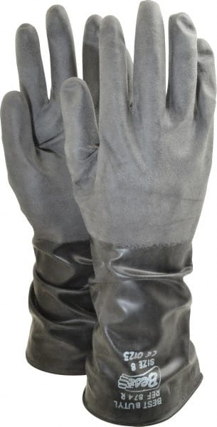 SHOWA - Size M (8), 14" Long, 14 mil, Unsupported, Butyl Chemical Resistant Gloves - Apex Tool & Supply