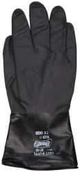 SHOWA - Size 2XL (11), 14" Long, 14 mil Thick, Butyl Chemical Resistant Gloves - Textured Finish, Rolled Cuff, ANSI Abrasion Level 0, ANSI Cut Level 0, ANSI Puncture Level 0, Black - Apex Tool & Supply