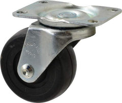 Albion - 3" Diam x 1-1/4" Wide x 4-3/8" OAH Top Plate Mount Swivel Caster - Soft Rubber, 175 Lb Capacity, Self-Lubricating Bearing, 2-7/8 x 3-5/8" Plate - Apex Tool & Supply