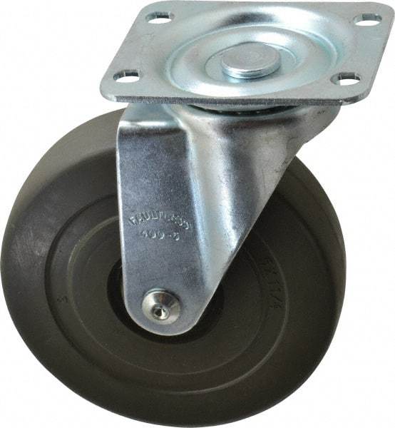 Albion - 5" Diam x 1-1/4" Wide x 6-15/32" OAH Top Plate Mount Swivel Caster - Hard Rubber, 290 Lb Capacity, Self-Lubricating Bearing, 2-7/8 x 3-5/8" Plate - Apex Tool & Supply