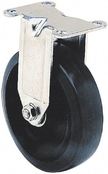 Albion - 3-1/2" Diam x 1-5/16" Wide x 4-3/4" OAH Top Plate Mount Swivel Caster - Soft Rubber, 200 Lb Capacity, Self-Lubricating Bearing, 2-1/2 x 3-3/4" Plate - Apex Tool & Supply