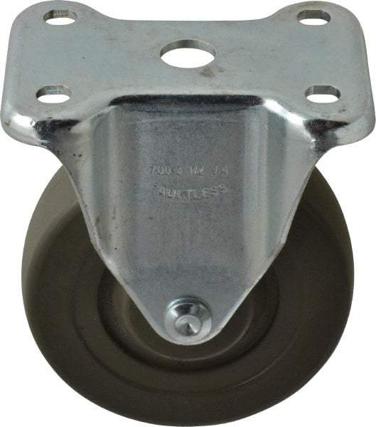Albion - 4" Diam x 1-1/4" Wide x 5-13/32" OAH Top Plate Mount Rigid Caster - Hard Rubber, 275 Lb Capacity, Self-Lubricating Bearing, 2-7/8 x 3-5/8" Plate - Apex Tool & Supply