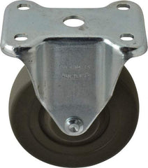Albion - 4" Diam x 1-1/4" Wide x 5-13/32" OAH Top Plate Mount Rigid Caster - Hard Rubber, 275 Lb Capacity, Self-Lubricating Bearing, 2-7/8 x 3-5/8" Plate - Apex Tool & Supply